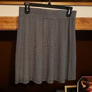 Loft black and white stripes circle skirt